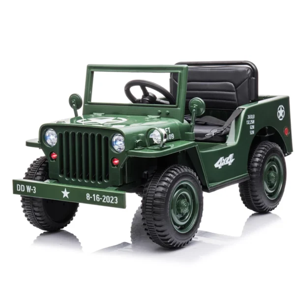 12V 4×4 Military Jeep Electric Ride On Car For Kids – Green